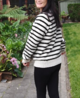 Stripe Vines Top Down Sweater - All sizes