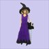 Barbie, 12" doll: witch dress, hat, cat and cloak