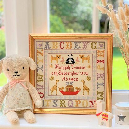 Historical Sampler Company Alphabet Birth Sampler Cross Stitch Kit - 27cm x 28cm