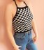 Harmon Halter Checkerboard Crop Top