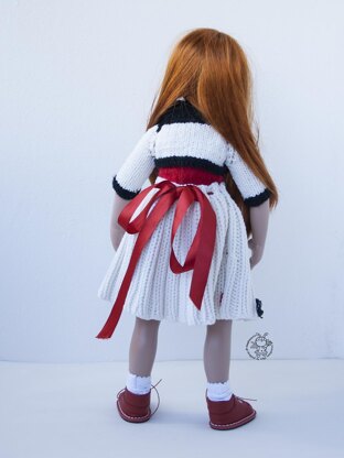 Outfit White and red for doll 18 inch