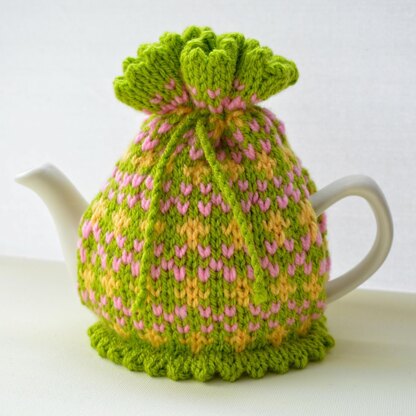 Springtime Fair Isle 2 Cup Teapot Cosy Knitting Pattern