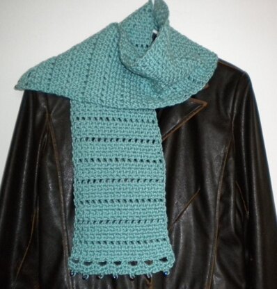 Basket Weave Scarf with Bead Trim