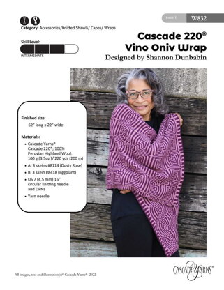 Vino Oniv Wrap in Cascade Yarns 220 - W832 - Downloadable PDF