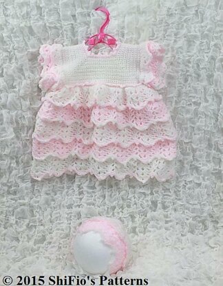 Crochet Pattern baby dress & hat UK & USA Terms #100