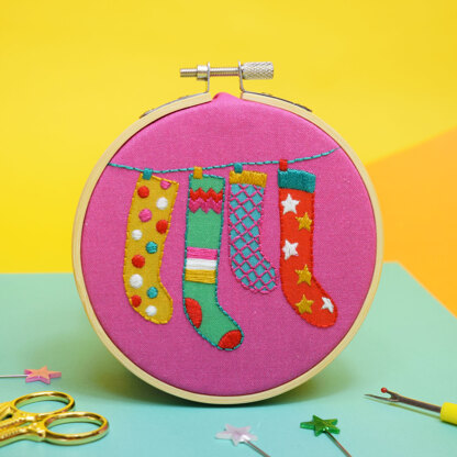 The Make Arcade Christmas Stockings Embroidery Kit