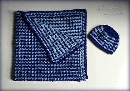Baby Heartbeat Reversible Afghan & Hat Set
