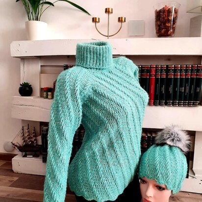 Crochet sweater with hat