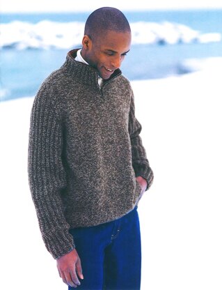 Man Zip Neck Saddle Shoulder in Patons Classic Wool Worsted - Downloadable PDF