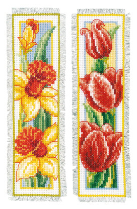 Vervaco Bookmark Kit Flowers Set Of 2 Cross Stitch Kit