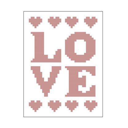 Love & Hearts Graphghan Chart & written colour changes