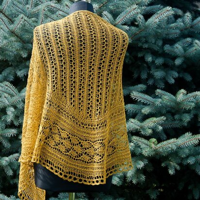 Golden TripleLeaf Shawl - knitting pattern