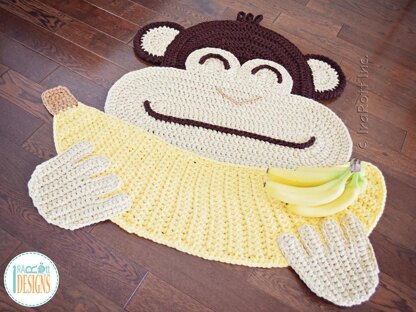 Chip the Chimpanzee Banana Monkey Rug