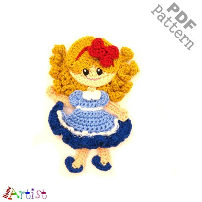 Girl Doll crochet applique pattern