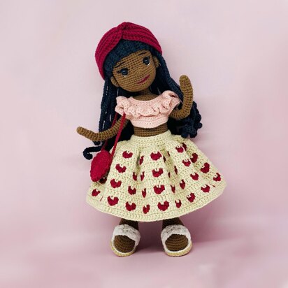 Crochet doll pattern, amigurumi doll pattern, crochet doll clothes, Maroon Beauty