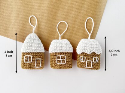 Christmas ornament gingerbread houses crochet pattern Christmas tree decor