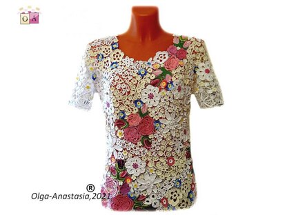 Lace blouse with flowers