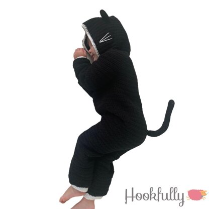 Black cat kids onesie costume