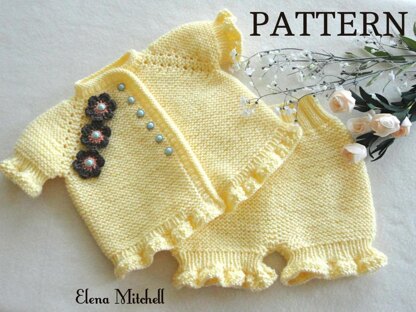 Knitting PATTERN Baby Girl Knitted Diaper Cover Baby Cardigan by Elena Mitchell