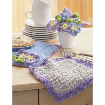 Dishcloth and Pansy Potholder in Lily Sugar 'n Cream Twists