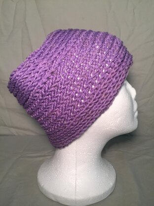 Crocheted Purple Waves Messy Bun Hat