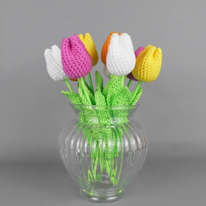Colourful Easter egg with tulips Easter decoration
