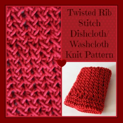 Twisted Rib Stitch Dishcloth - knitting pattern
