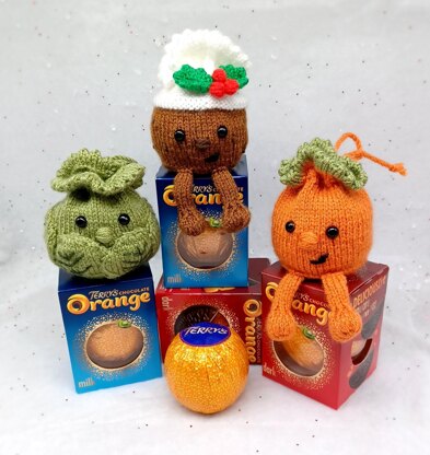 PDF Christmas Knitting Pattern DK Decoration Chocolate Orange Cover Drawstring Bag Gift Charity knit EASY Christmas Eve Box Sprout Pudding