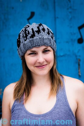 Music Notes Knit Hat (with optional Guitar)