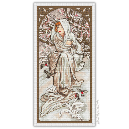 Winter Woman Cross Stitch PDF Pattern