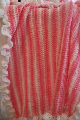 Strawberry Vanilla Baby Blanket with Ruffle.