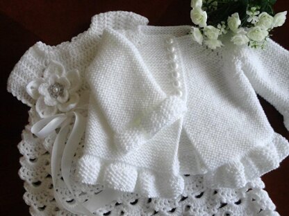 Knit Crochet PATTERN Newborn Baby Girl Clothes Jacket and Dress