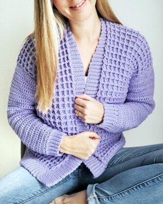 CROCHET CARDIGAN PATTERN / Waffle Stitch Cardigan -  Canada