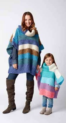 Mom and Me Crochet Ponchos in Bernat Pop! - Downloadable PDF