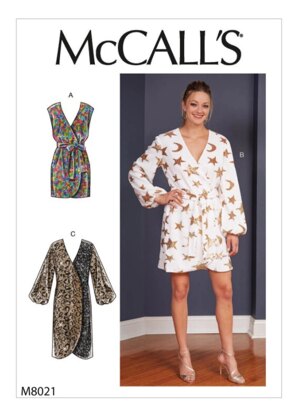 McCall's Misses' Wrap Dresses & Belt M8021 - Sewing Pattern