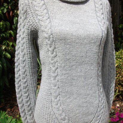Sweater with Slanting Cables