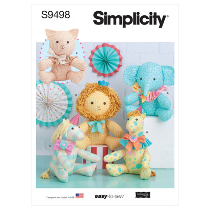 Simplicity Easy Plush Animals S9498 - Sewing Pattern, One Size