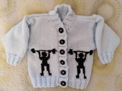 Weight Lifter baby Cardigan