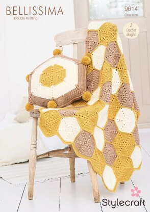 Honeycomb Blanket and Cushion in Stylecraft Bellissima DK - 9614 - Downloadable PDF