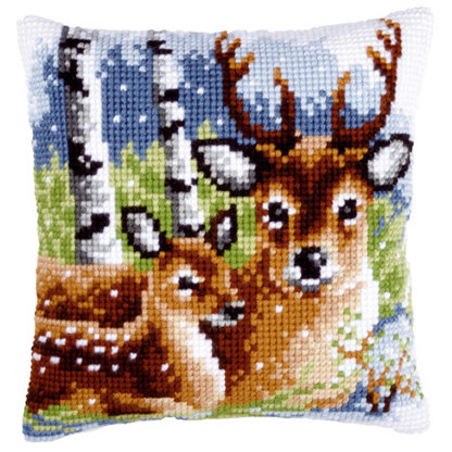 Vervaco Deer Family Cushion Front Chunky Cross Stitch Kit - 40cm x 40cm