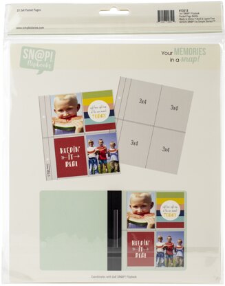 Simple Stories Sn@p! Pocket Pages For 6"X8" Flipbooks 10/Pkg - (4) 3"X4" Pockets