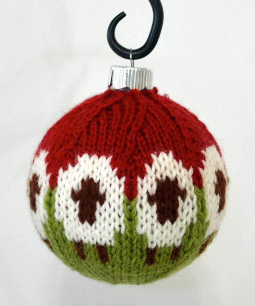 Knitting Pattern for Christmas Baubles Pattern with Sheep Design