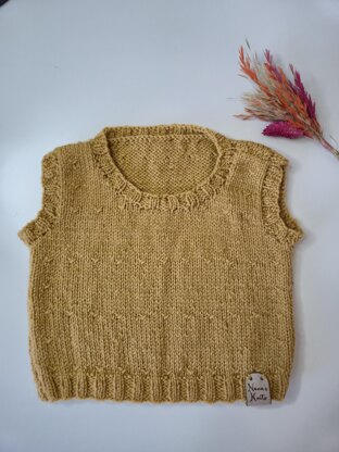 Sleeveless Gold Baby Jumper (PDF): 3, 6, 12 Months,