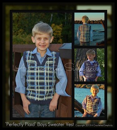 "Perfectly Plaid or Plain" Young Boys Sweater Vest