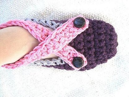 Cross Strap Slippers - Crochet Pattern 183