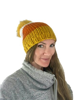 Candy Corn CUTE Hat - Color Block Beanie