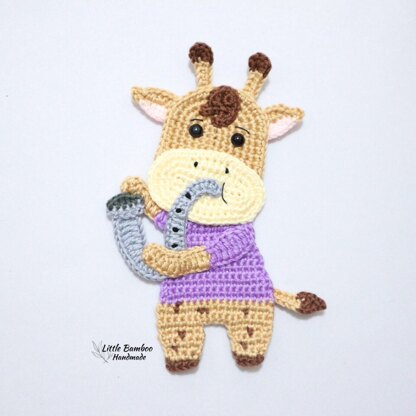 Giraffe Playing Saxophone Applique