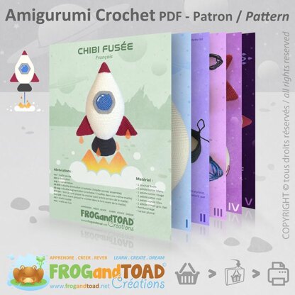 CHIBI Rocket Spaceship Fusée UFO Amigurumi FROGandTOAD Créations