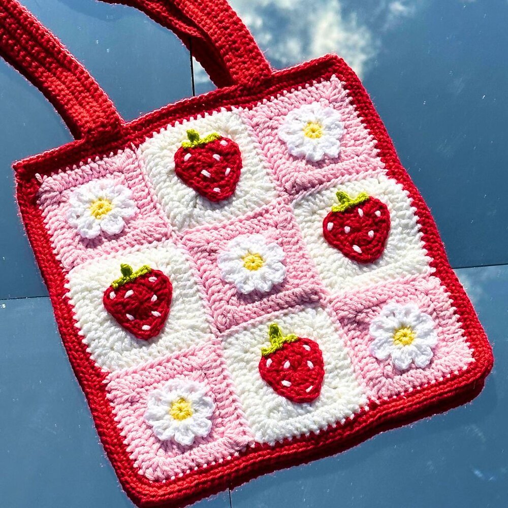 Handmade Crochet Bag Knitted Strawberry Bag Crochet Cake Bag Crossbody  Sweet Bag | eBay
