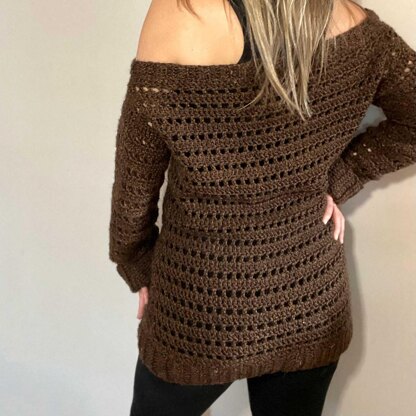 Off Shoulder Heart Sweater